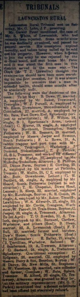 Launceston Tribunal February 3rd, 1917