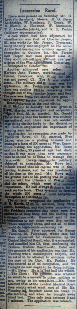 Launceston Tribunal July 27th, 1917