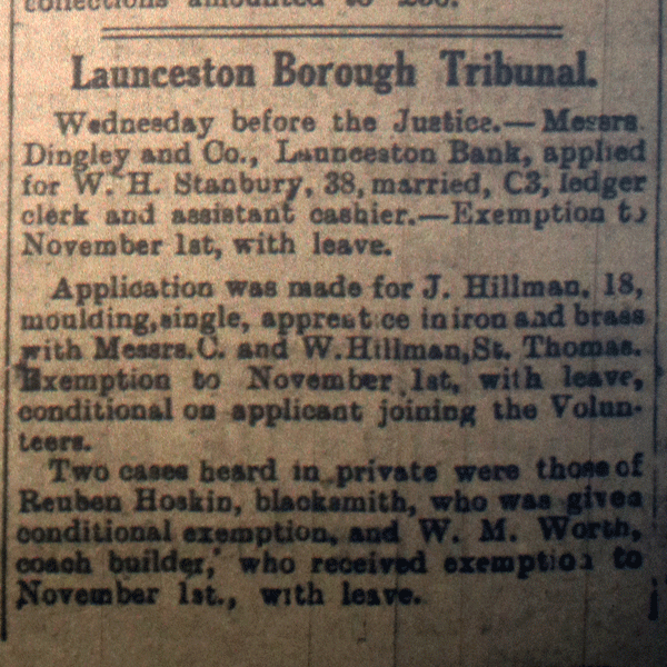 Launceston Tribunal July 7th, 1917