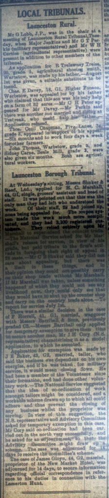 Launceston Tribunal, June 1st, 1918