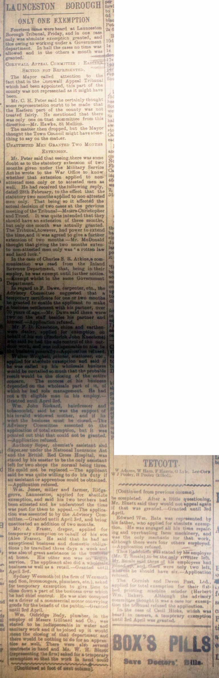 Launceston Tribunal March 11th, 1916