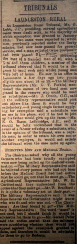 Launceston Tribunal November 18th, 1916