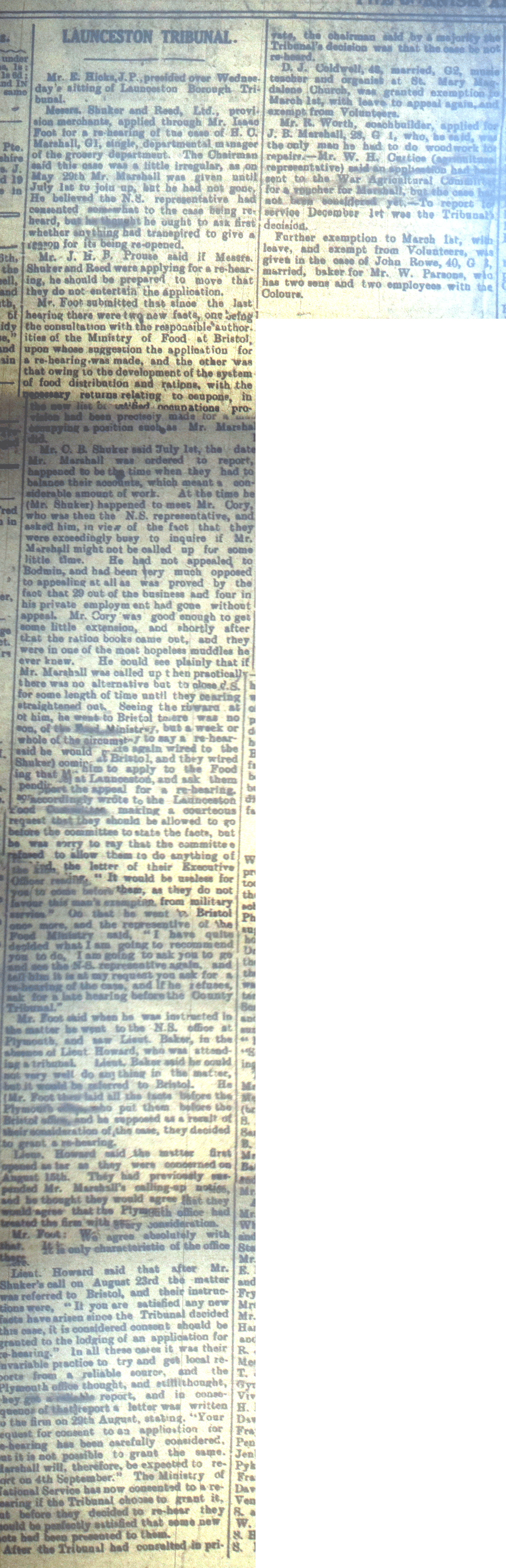 Launceston Tribunal, October 5th, 1918