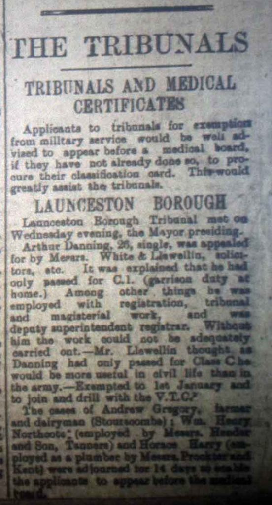 Launceston Tribunal September 9th, 1916