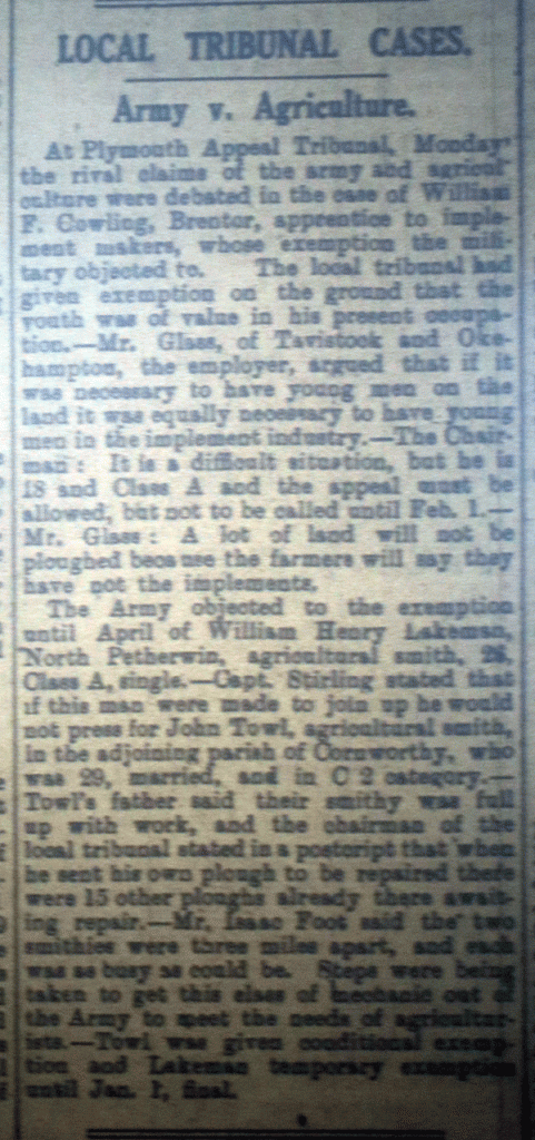 Local Tribunal Appeals November 24th, 1917