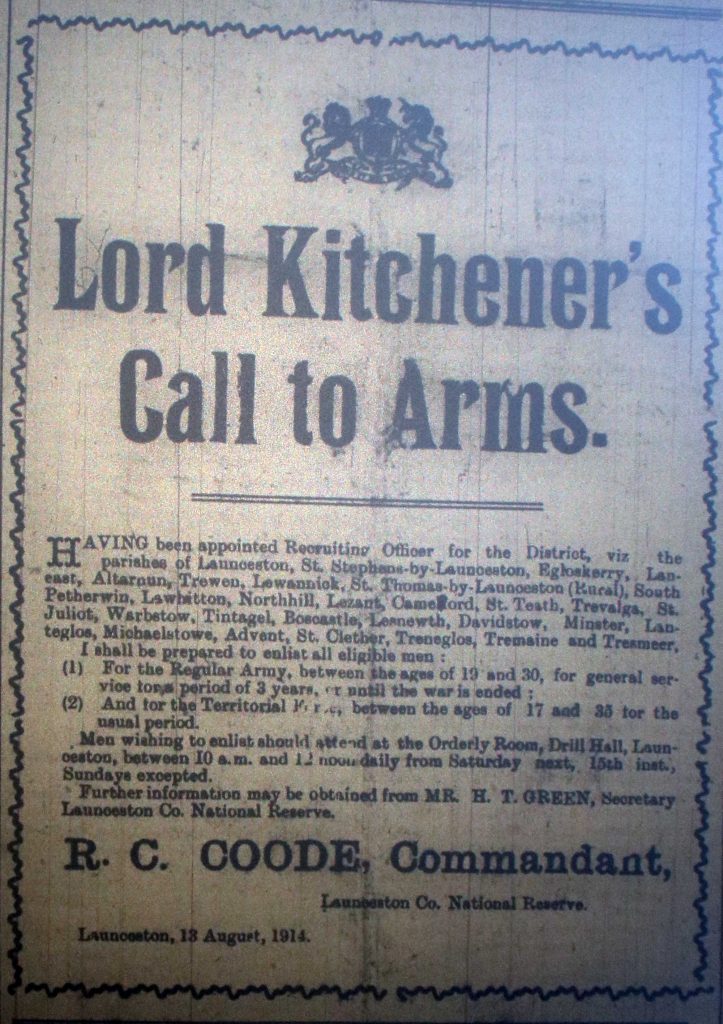 Lord Kitchener call to arms August 1914