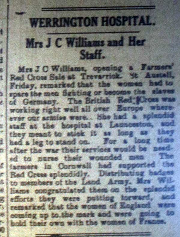 Mrs. Williams and the British Red Cross, June 1st, 1918