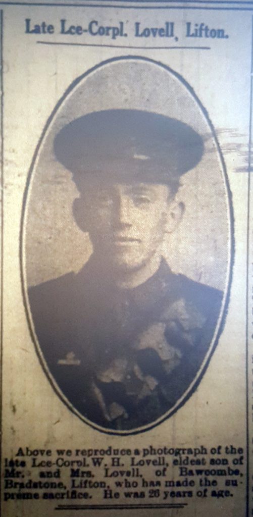 Private W H Lovell October 1917