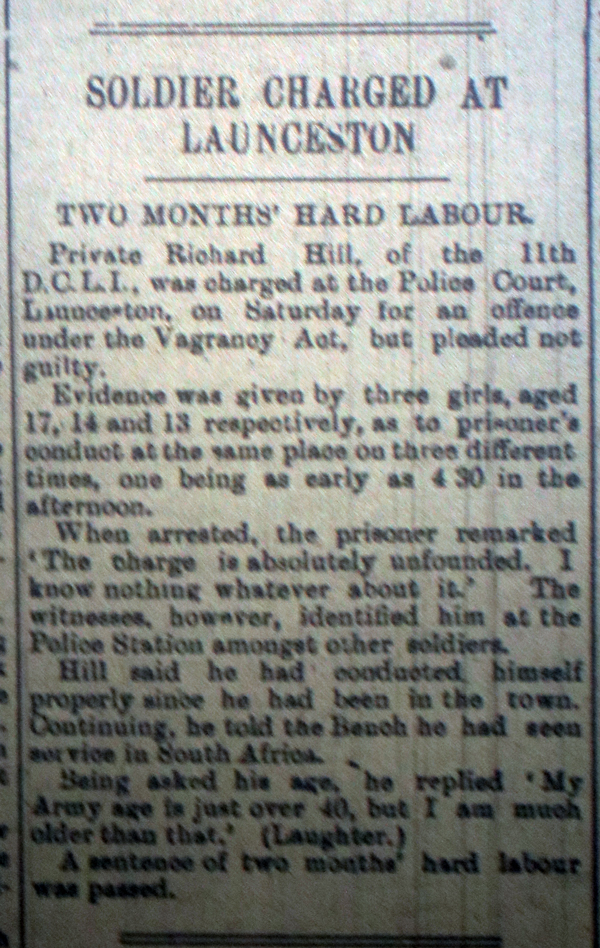 Soldier charged with vagrancy March 1916