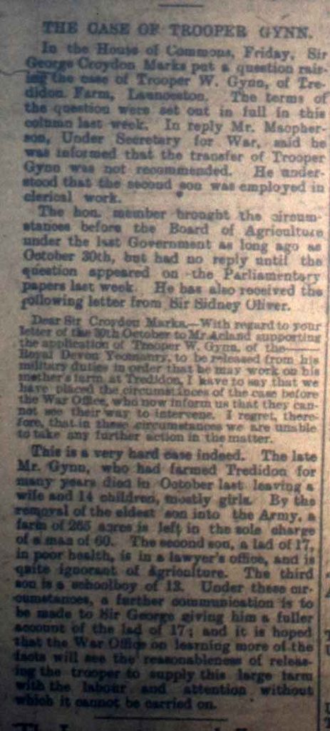 The Case of Trooper Gynn December 22nd, 1916