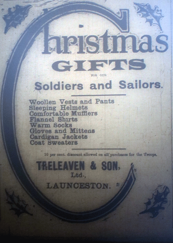 Treleavens Christmas 1914 Advert