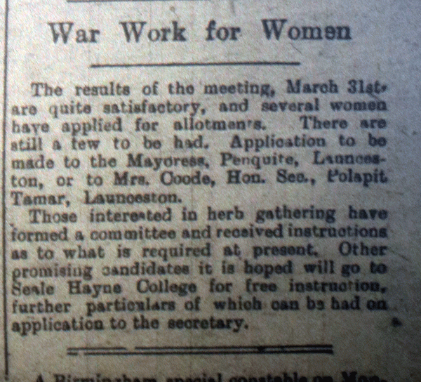 War Work for Women April 21st, 1917