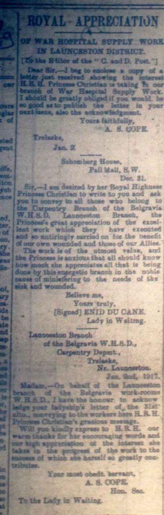 War Depot letter January 6th, 1917