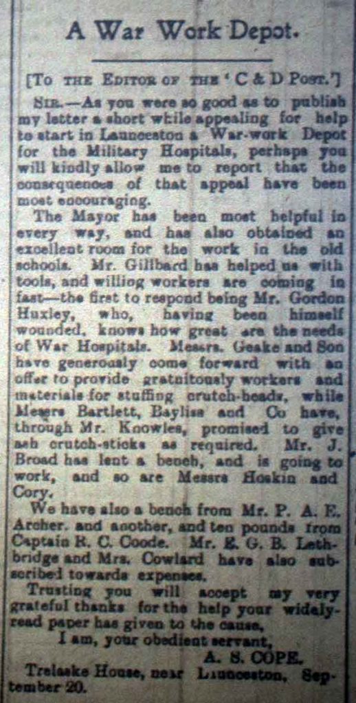 War depot work article September 23rd, 1916