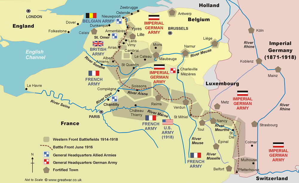 Original Western Front Map map drawn by Joanna Legg 