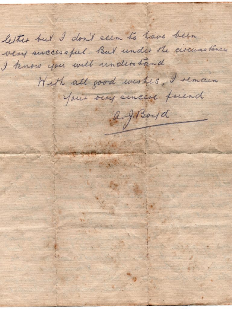 A. J. Boyd's Letter to Mrs Cavey December 18th, 1917, Page two