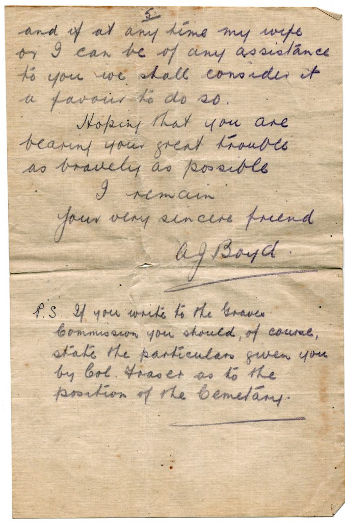 A. J. Boyd's letter to Mrs Cavey September 18th, 1917, Page