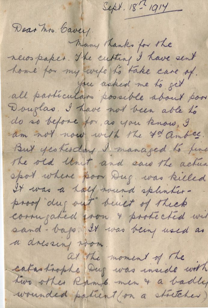 A. J. Boyd's letter to Mrs Cavey September 18th, 1917, Page