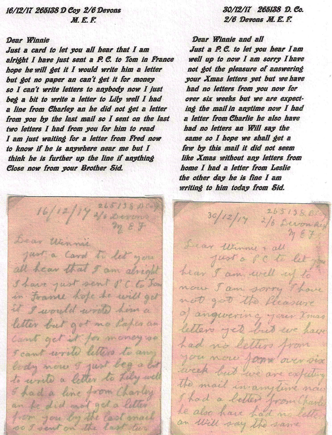 Sydney Moon Letters to his Sister Winnie 1917