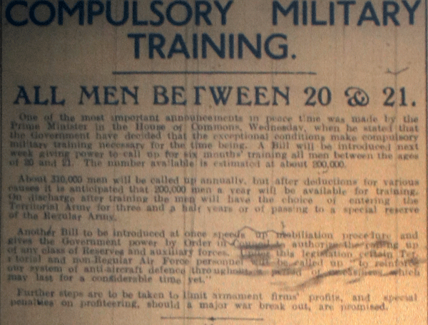 Compulsory Military Training April 29th, 1939
