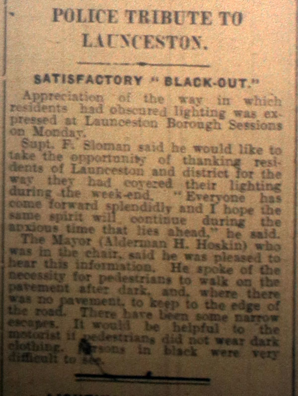 Satisfactory blackout September 9th, 1939