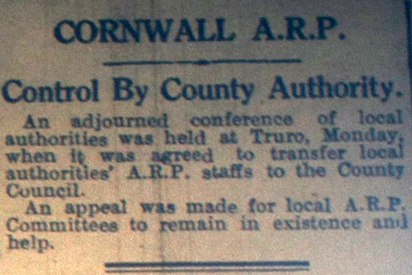 Cornwall ARP March 16th, 1940.