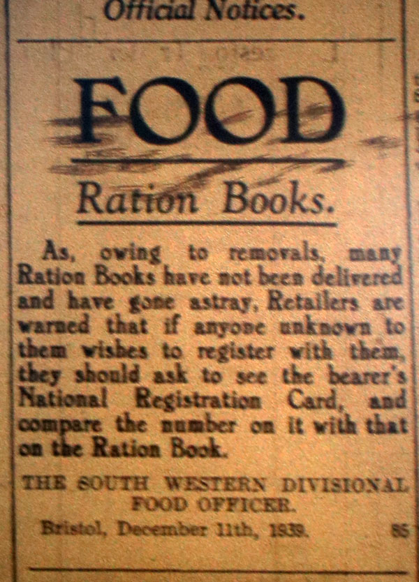 Food Ration Books December 1939