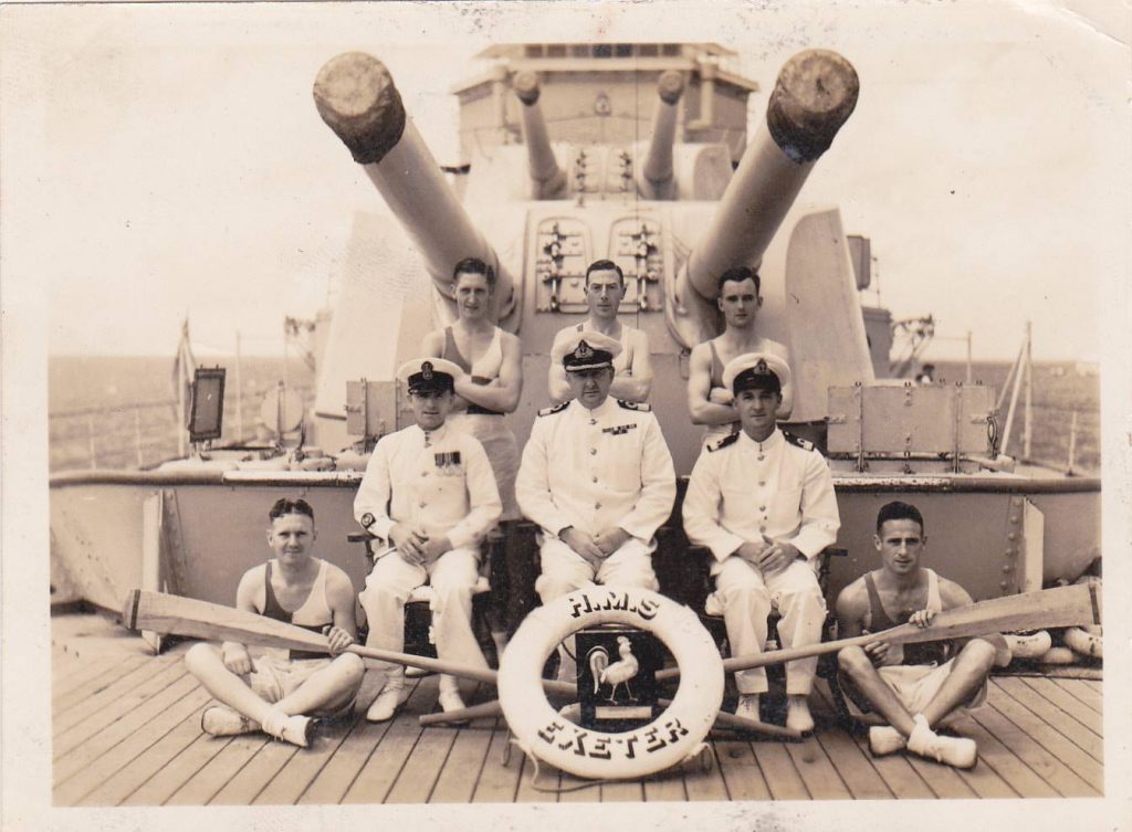 HMS Exeter rowing team with Arthur Hicks Front row on the right. 