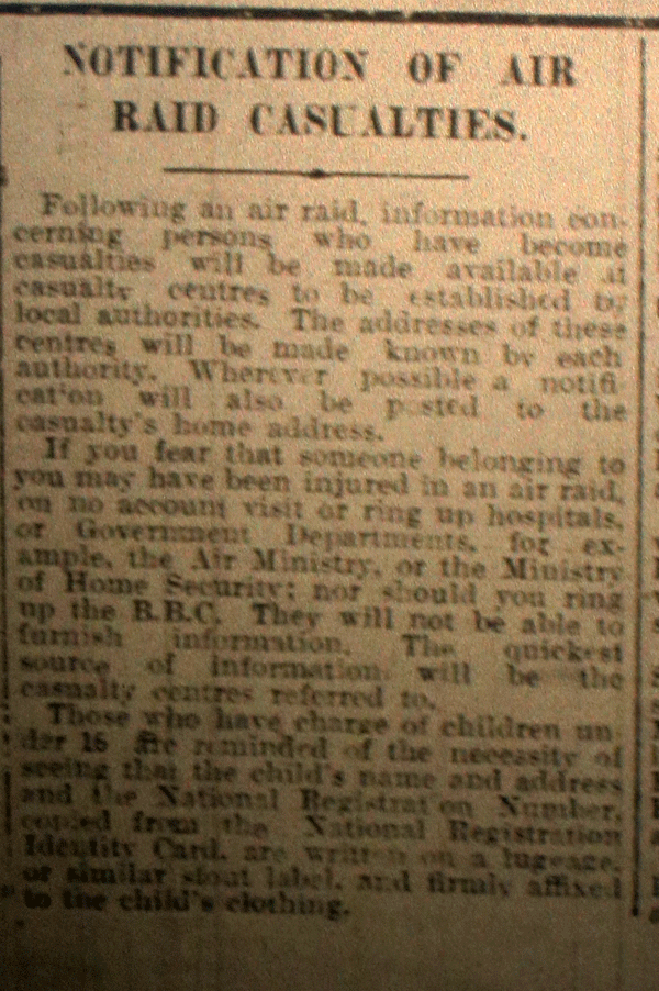 Notification of Casualties Notice June 22nd, 1940.