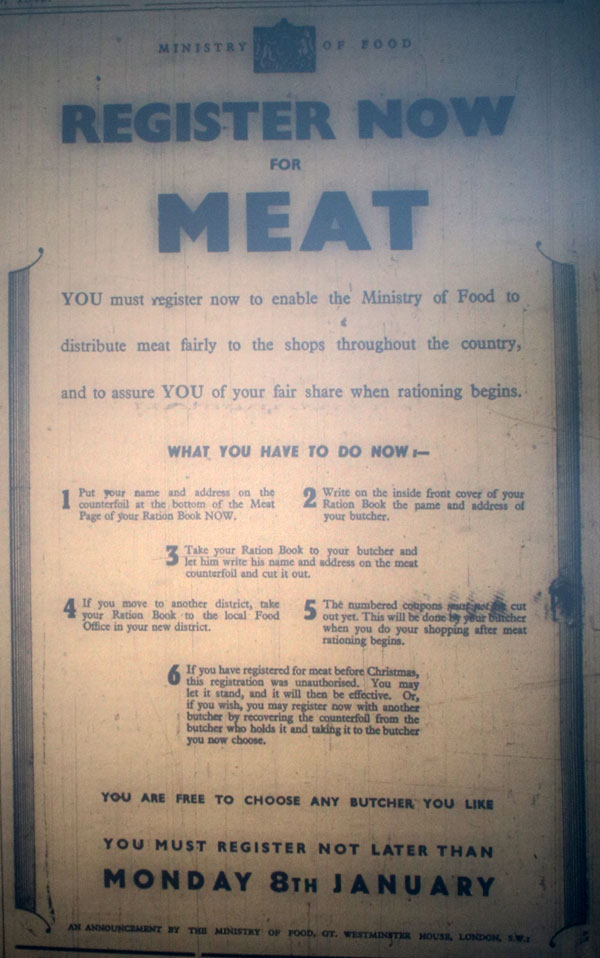Register for Meat Notice on January 6th, 1940.