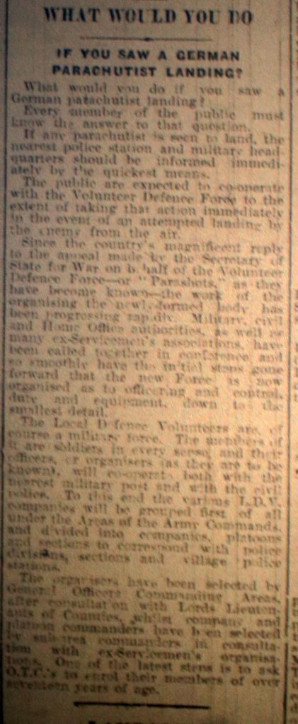 What to do if you spot a German Parachutist, June 1st, 1940.