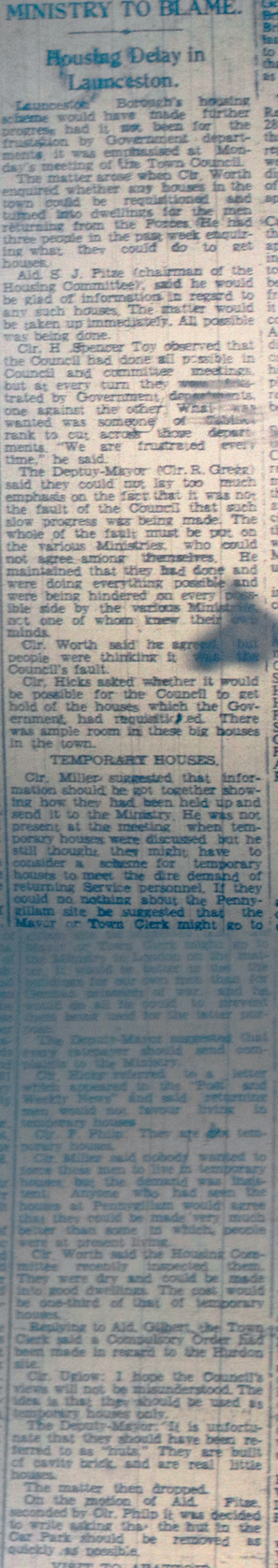 Launceston Housing Delay Report July 1945.