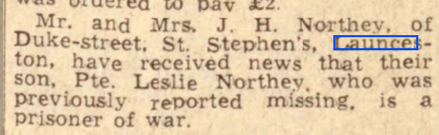Lesley Northey October 29th, 1942.
