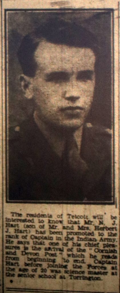 N. J. Hart of Tetcott promotion report, January 1944.