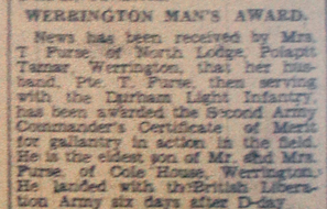 Private Furse award, March 1944.