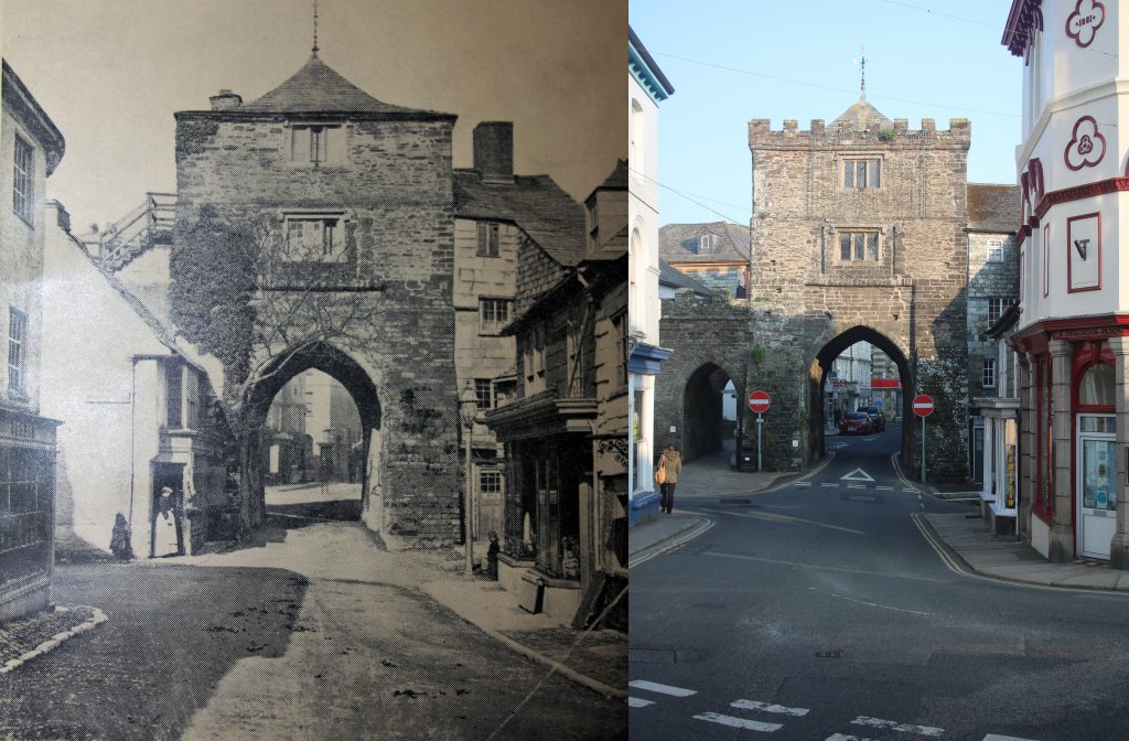 The Southgate in 1870 and in 2019.