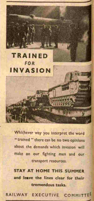 Trained for Invasion Railway Notice, July, 1944.