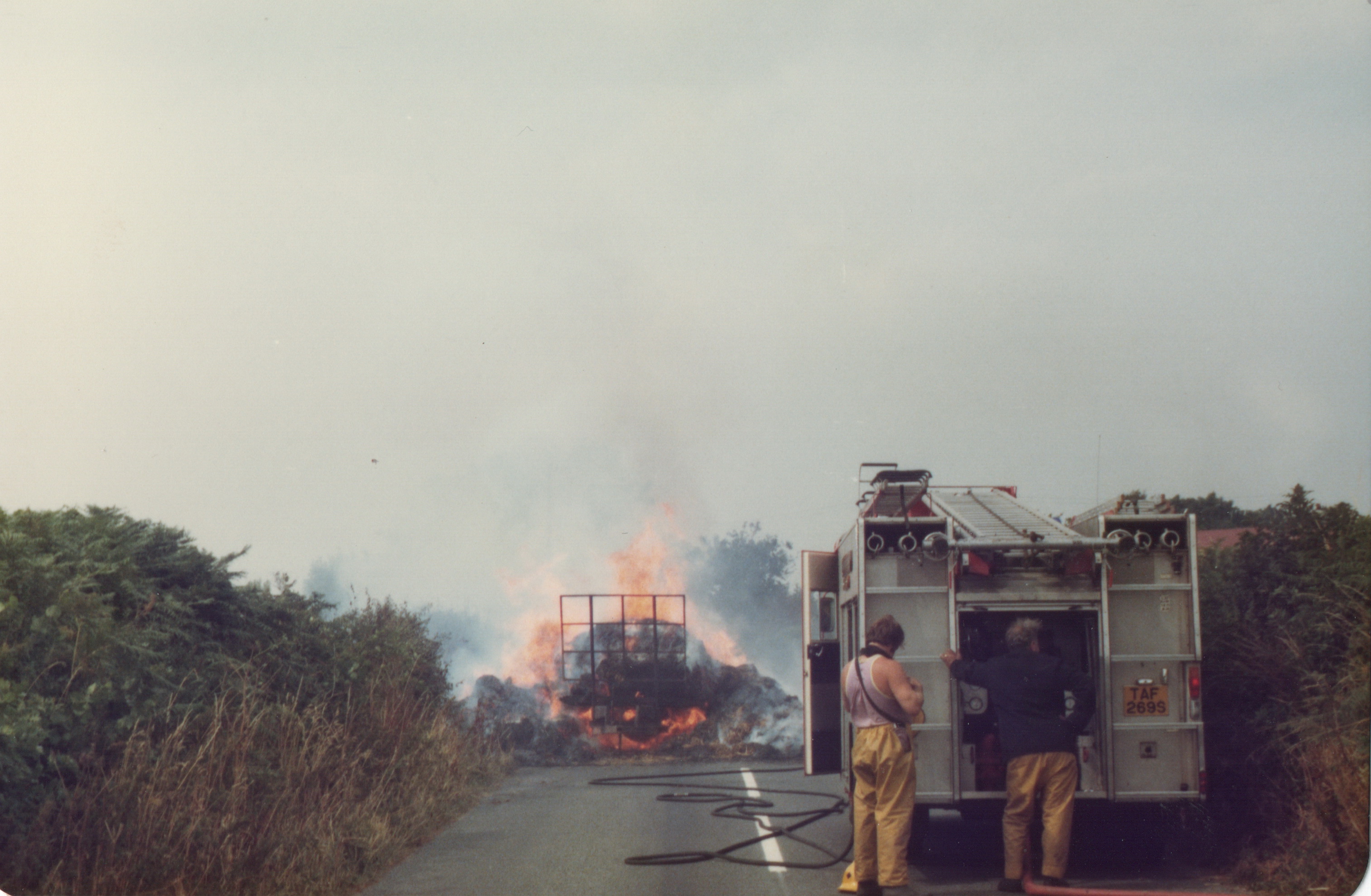 Vehicle Fire on the B3254 August 18th, 1983.  Photo's courtesy of Gary Chapman.