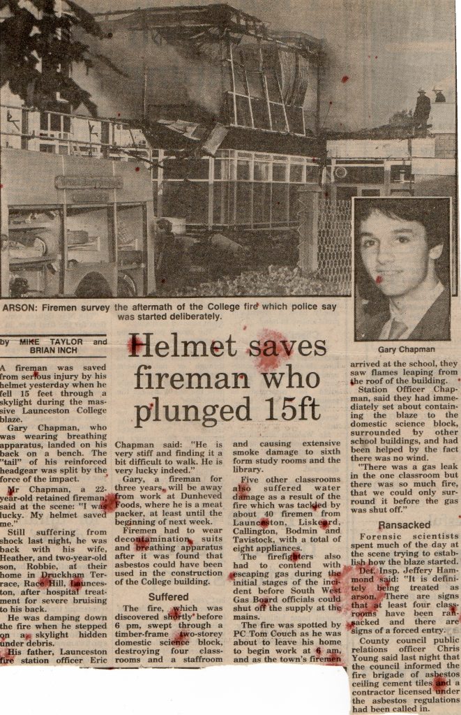 Launceston College Fire, August 3rd, 1988.