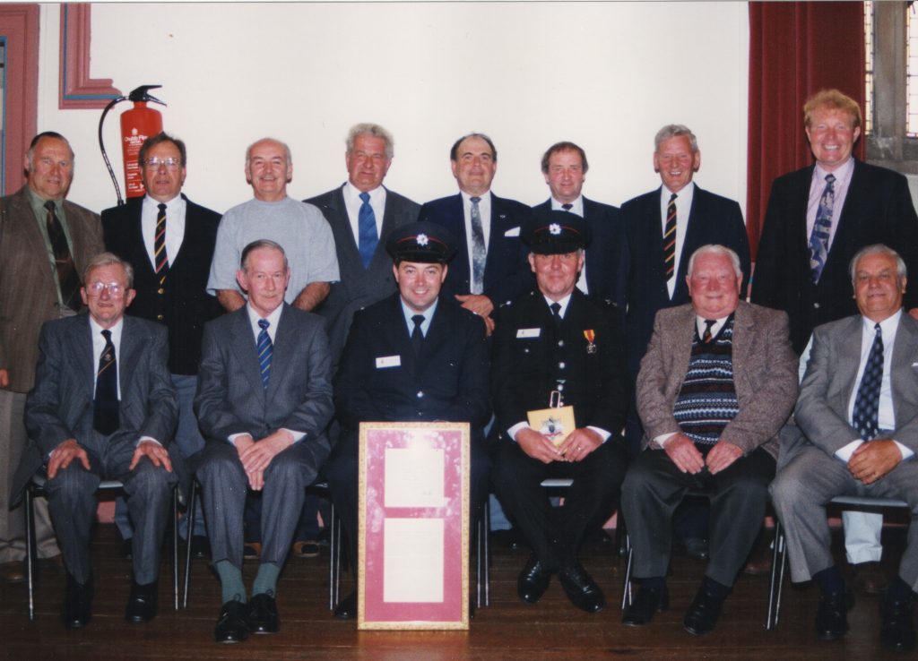 Roger Willis with his bravery award for the Flood Rescue, December 6th, 1995. Photo courtesy of Gary Chapman.