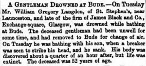William Gregory Langdon death notice from 1867