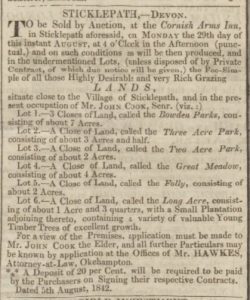 John Cook sale August 1842