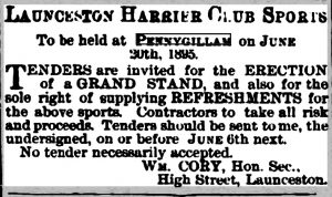 Launceston Harrier Sports Club Saturday June 1st, 1895.