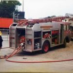 Launceston Fire Brigade in 1981- this pump was new to the station in 1966 and replaced in 1983. Photo courtesy of Gary Chapman.