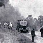 Fire on the Launceston Lifton road in August 1939 when a tar sprayer containing 350 gallons of tar caught fire which spread to the freshly laid tar on the road.