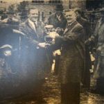 Mr. C. Jasper of Altarnun being presented with his prize cup by the Myor W. Adams at the 1961 Launceston Fatstock Show.