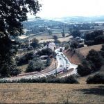 The traffic snakes along the A30 from Bamham up past Kensey View, Launceston. Stanley Tout remembers as a young boy during the Second World War, sitting watching the excavation of the embankment by Kensey View to make the road wider. Photo courtesy of Colin Barrett.