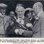 Bessie Skinner being takien to vote in the 1932 by-election.