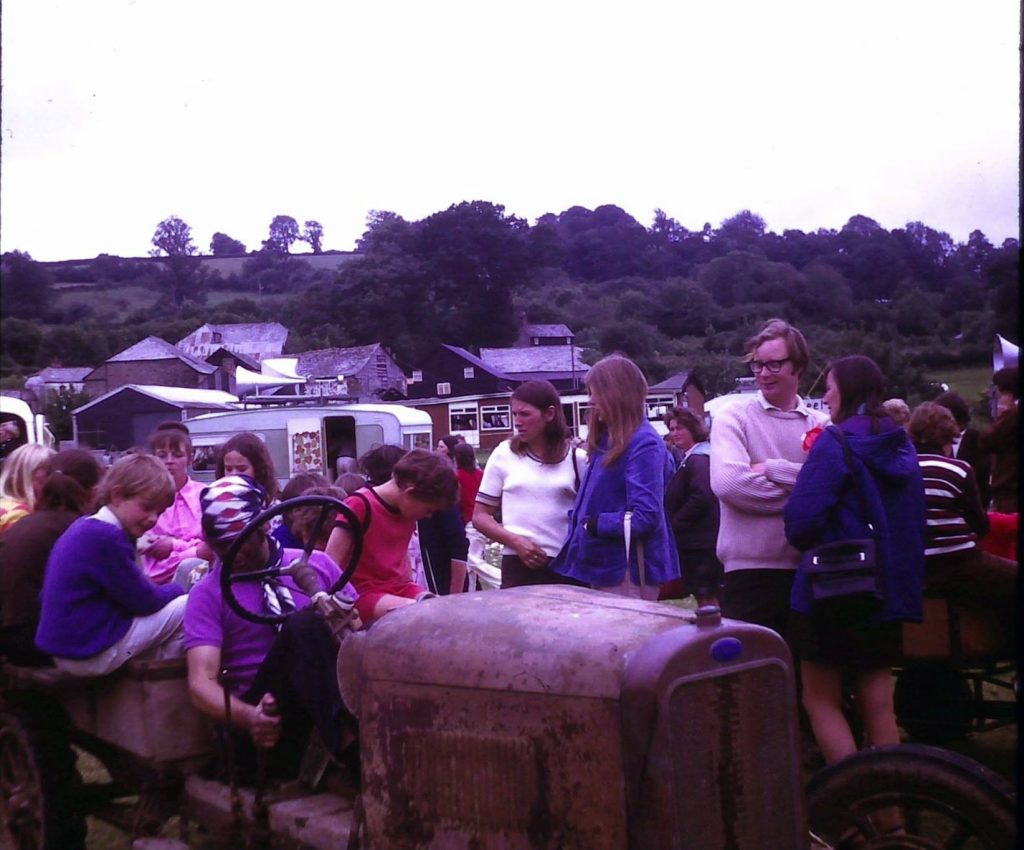 1966 Launceston Water Fair with a group on a 1926 Clyno car chassis in Wonnacott's Meadow.