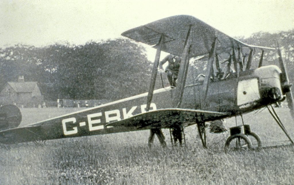 shawe Aero Avro 504K G-EBKB taken at Manchester's short-lived Wythenshawe Aerodrome in Summer 1929. Copyright of R.A. Scholefield
